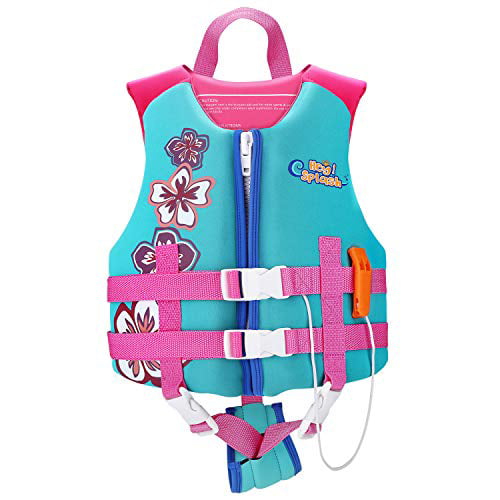 Swim Floatation Vest Swim Trainer Vest with Survival Whistle for Kids 2-12Years Swimming Jacket for Kids